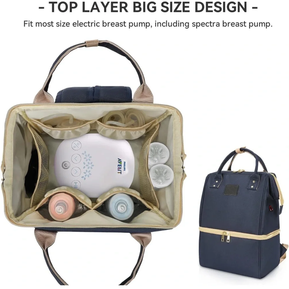 Navy Baby Diaper Backpack Tote - Versatile Baby Bag